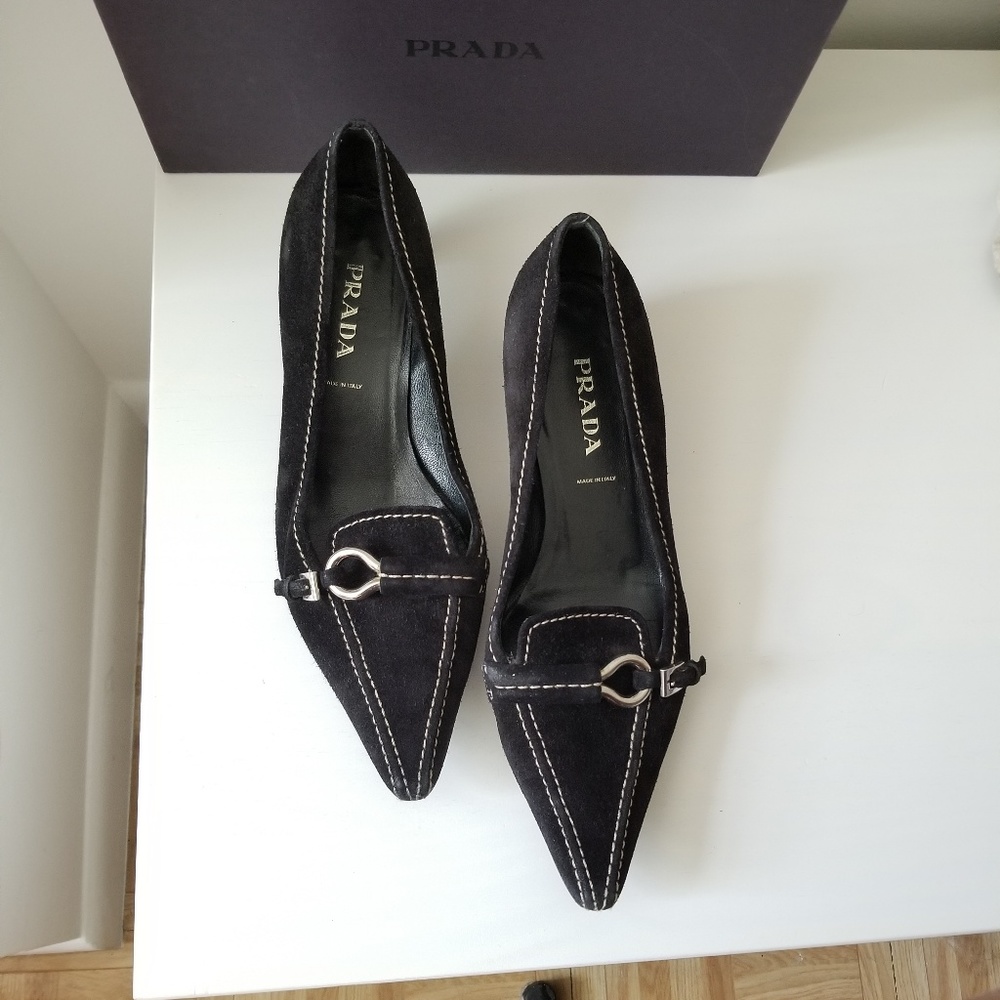 PRADA KITTEN HEEL SHOES - SIZE 38 1/2 - PRE-OWNED